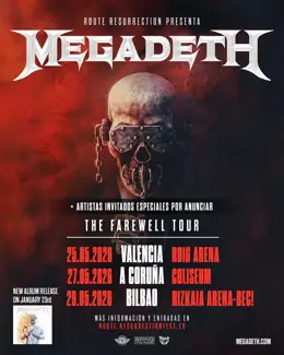 Megadeth realizará su gira de despedida en tres ciudades españolas