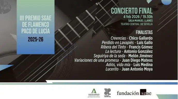 La Fundación SGAE revela los 8 finalistas del III Premio SGAE de Flamenco Paco de Lucía en Sevilla