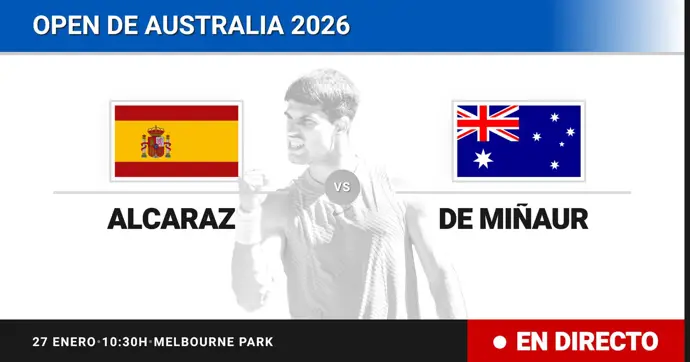 Alcaraz avanza a semifinales del Abierto de Australia tras vencer a De Miñaur por 7-5, 6-2, 6-1